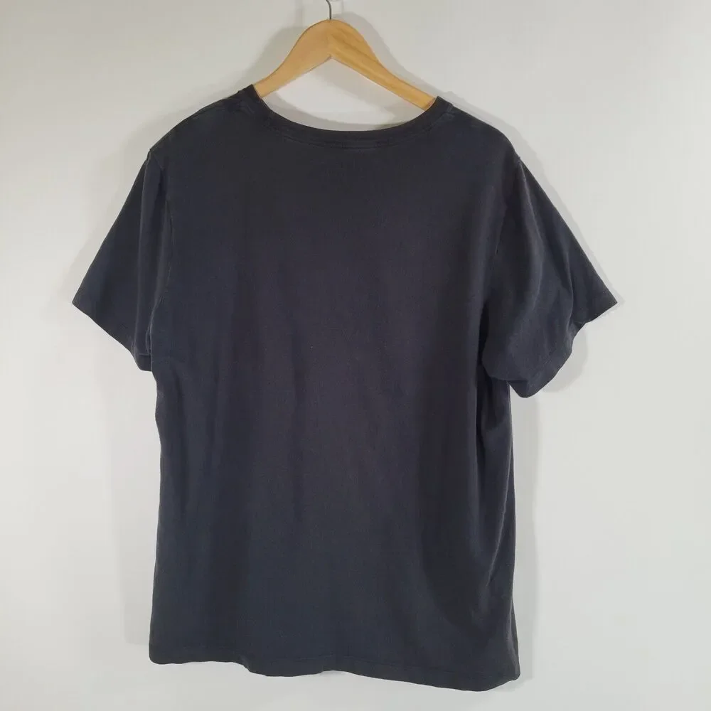 NIKE Men's Black Graphic Print T-Shirt Size L Logo Cotton Crew Neck TEE Retro